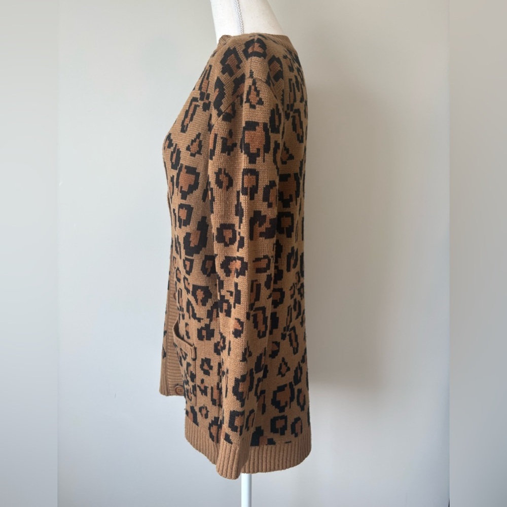 Beau Hudson Leopard Knit Cardigan Oversized XXS V Neck - Picture 4 of 10
